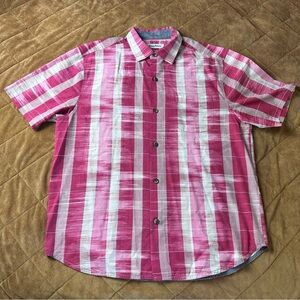Tommy Bahama Short Sleeve Button Up Shirt Mens Large Pink 33% Silk